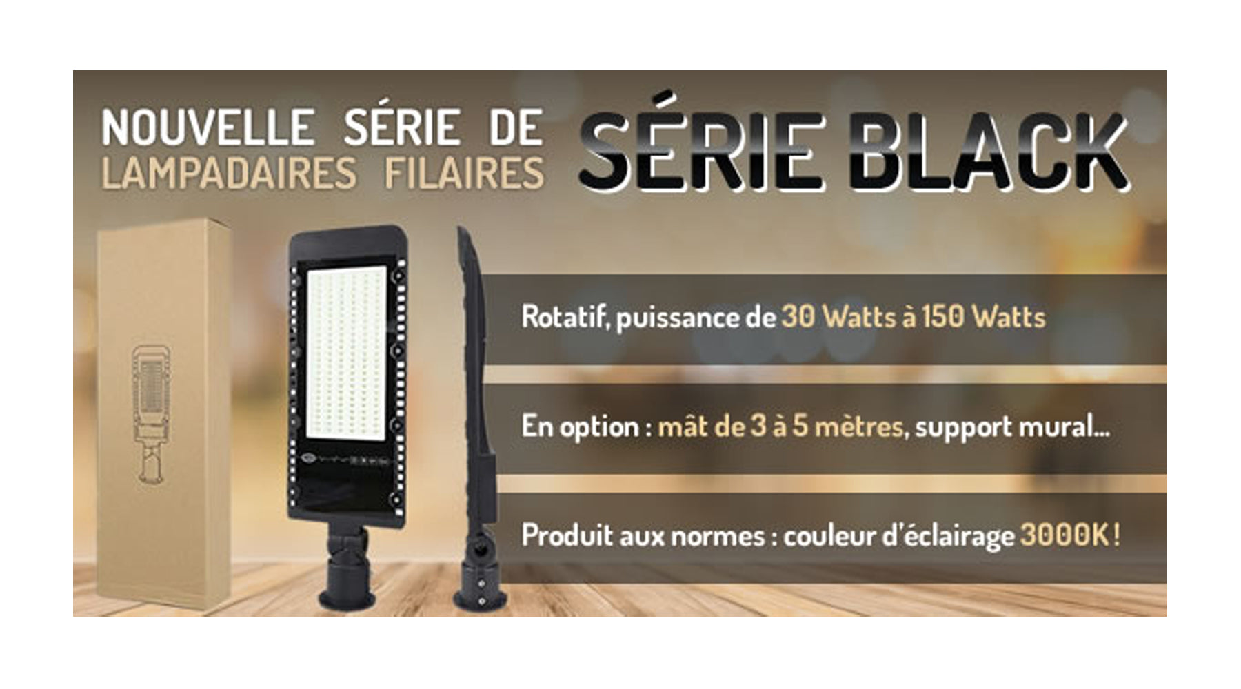 [NOUVEAU] Lampadaire LED filaire rotatif - Série BLACK