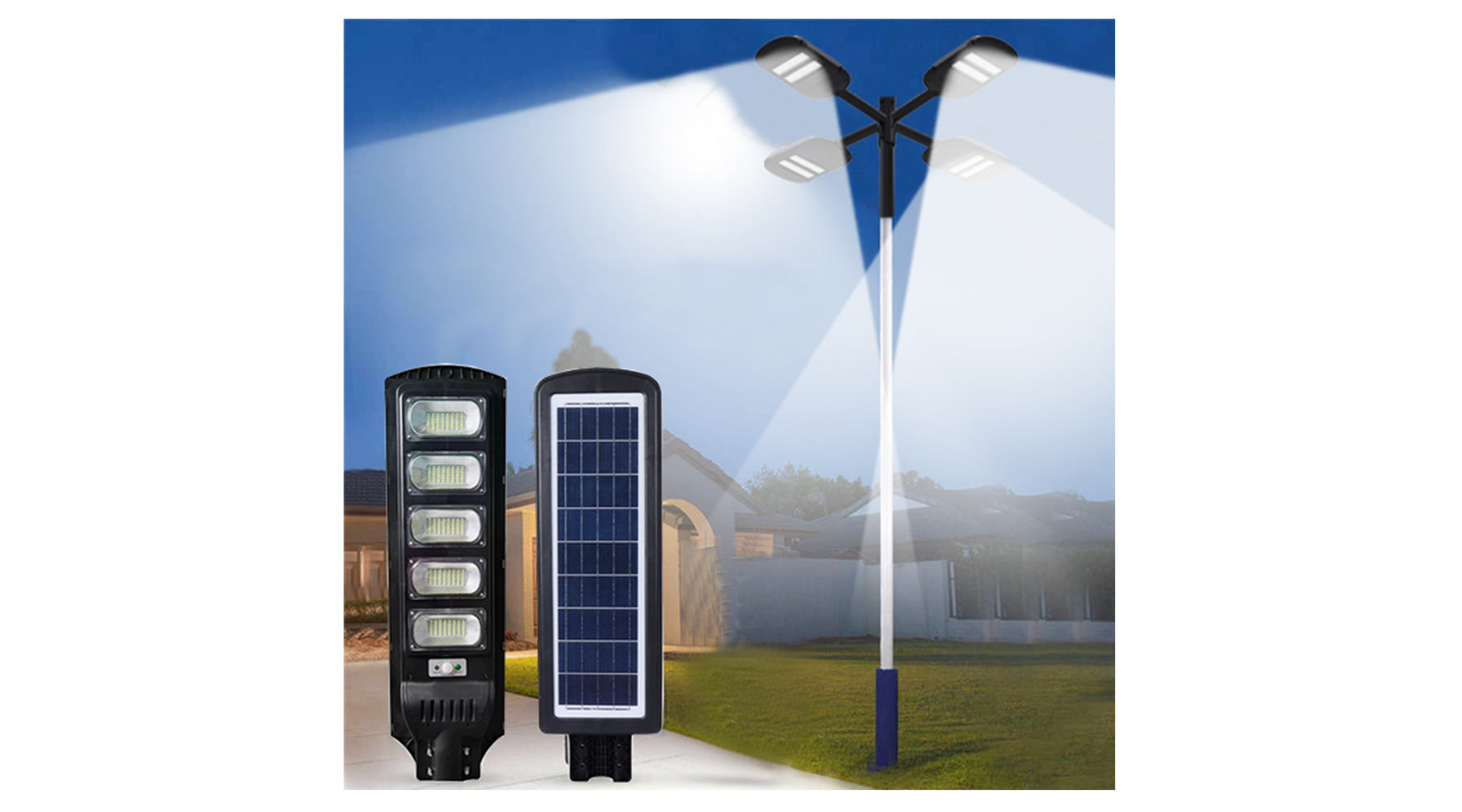 [NOUVEAU] Pack lampadaire solaire complet multi-têtes - Série VIEW 150 Watts