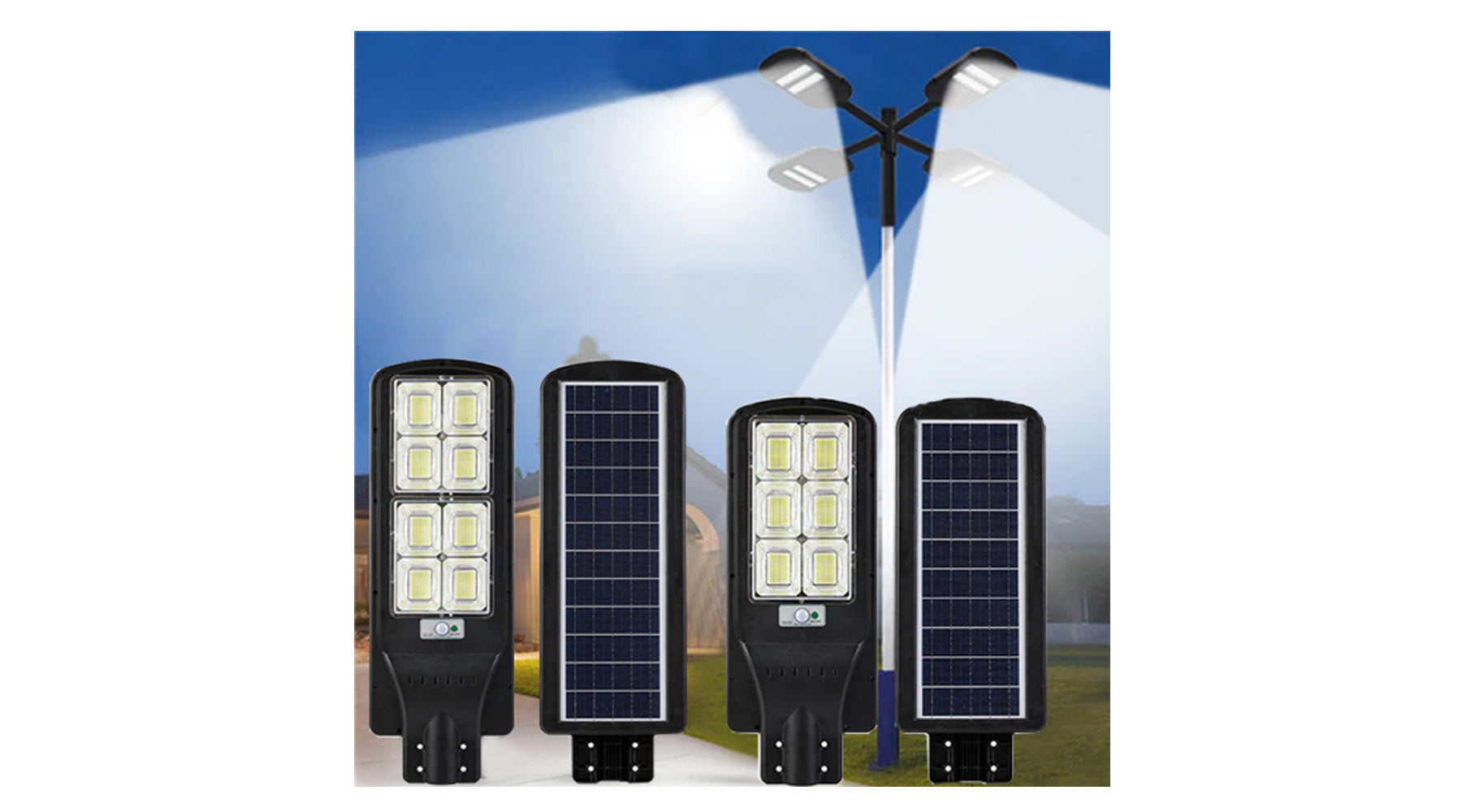 [NOUVEAU] Pack lampadaire solaire complet multi-têtes - Série POWER V200/V300