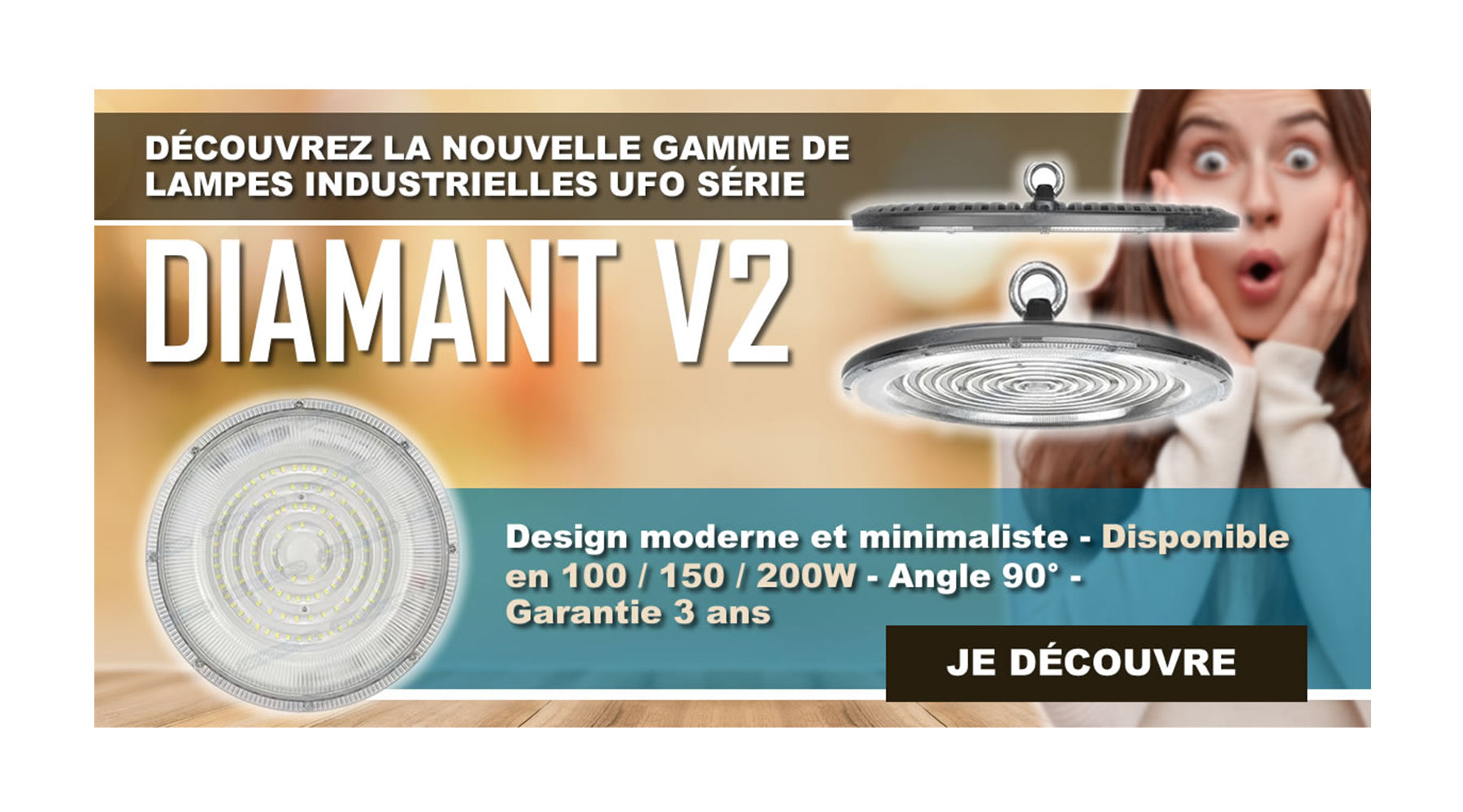 [NOUVEAU] Lampe industrielle Driverless - UFO - Série DIAMANT V2