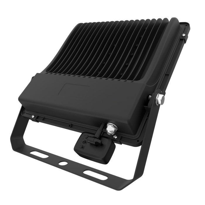 Projecteur LED filaire détecteur - Série PAD ULTRA PIR - 100 Watts - 15 000 Lumens - 150 Lumens/Watt - Angle 90° - IP66 - 28 x 29 x 6 cm - Structure en ALUMINIUM - Transformateur SOSEN - 4000k - Garantie 5 ans