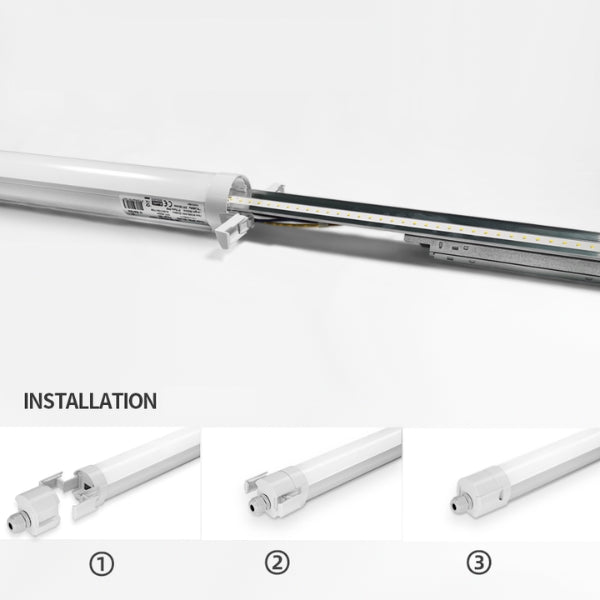 Pack de 9x Réglettes LED étanches - Série INJECTION - CONNECTABLES - 120cm - 36 Watts - 5400 Lumens - 150 Lumens/Watt - Angle 120° - IP65 - 120 x 6 x 6 cm - Protection à l'impact IK08 - 3000K/4000K/5700K au choix - Garantie 5 ans