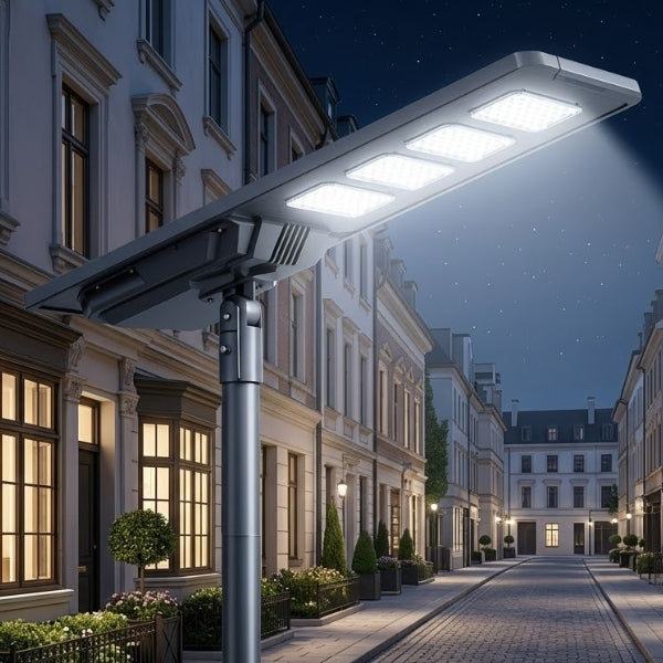 Lampe de rue solaire - Série STARSHIP ULTRA V2 - 16 000 Lumens - 100 Watts - Couleur 6500K - Angle 150x70° - IP65 - Structure Aluminium - 1645 x 400 x 102 mm - Tube d'insertion 76mm - Régulateur MPPT - Garantie 2 ans&nbsp;