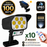 Pack de 10x Projecteurs LED solaires de sécurité - Série ILLUSION BLACK – Rendu lumineux 100 Watts - IP65 - 16 x 15 x 9 cm - 3 modes - Télécommande - Avec détecteur de mouvement – Fonction détection 0-100% - Avec capteur crépusculaire - 6000k