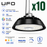 Pack de 10x Lampes industrielles UFO - Série LIGHT V3 - Puissance ajustable 90 / 120 / 150 Watts - 22 500 Lumens - 150 Lumens/Watt - Angle 120° - IP65 - IK09 - 283 x 128 mm - Dimmable 0-10V - Transformateur PHILIPS - Garantie 5 ans
