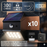 Pack de 10x Projecteurs muraux LED solaires - CCT(Couleur Changeante en Température) Série WALL V1 -  300 Lumens - Angle 120°x60° - IP65 - 95 x 88 x 74 mm - Modèle NOIR - 2 MODES - Avec détecteur de mouvement - Avec capteur crépusculaire - Garantie 5 ans