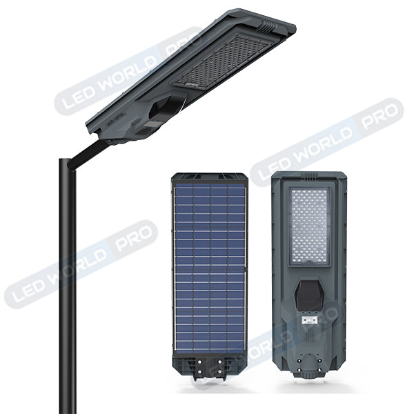 Pack lampadaire complet double tête 6 mètres : 2x Lampes solaires Série STARSHIP 1200 Watts - 3000K + Mât STANDARD 6 mètres au choix (Série STANDARD V1 EVO ou Série STANDARD V4 EVO - Avec trappe) + Double tête de mât + 2x Adaptateurs ajustables