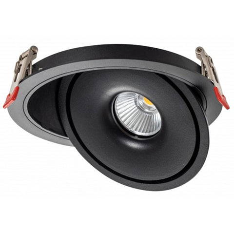 Spot LED COB encastrable intérieur Rond - Filaire - CCT (Couleur Changeante en Température) - 15 Watts - 1500 Lumens - 100 Lumens/Watt - Angle 24° - IP20 -  Dimensions 167 x 50 mm - Découpe 150mm - Rotatif - Modèle NOIR