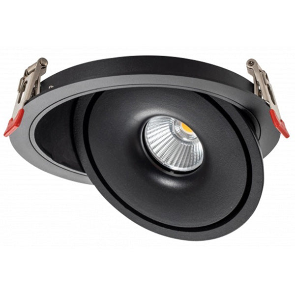 Spot LED COB encastrable intérieur Rond - Filaire - CCT (Couleur Changeante en Température) - 15 Watts - 1500 Lumens - 100 Lumens/Watt - Angle 24° - IP20 -  Dimensions 167 x 50 mm - Découpe 150mm - Rotatif - Modèle NOIR