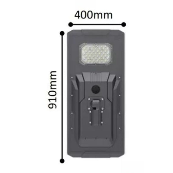 Lampe de rue solaire - Série STARSHIP ULTRA V2 - 6400 Lumens - 40 Watts - Couleur 6500K - Angle 150x70° - IP65 - Structure Aluminium - 910 x 400 x 102 mm - Tube d'insertion 76mm - Régulateur MPPT - Garantie 2 ans