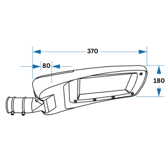 Lampadaire LED filaire - Série FLEX V4 - 60 Watts - 9000 Lumens - 150 Lumens/watt - Angle 140x70° - IP66  - 37 x 18 x 8 cm - Transformateur SOSEN - Tube d'insertion 60mm - 4000k - Garantie 5 ans