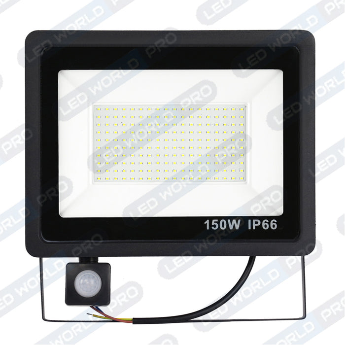 Projecteur LED filaire - Série PAD PIR - 150 Watts - 12 000 Lumens - 80 Lumens/Watt - Angle 120° - IP66 - 32 x 27 x 6 cm - 6000k - Avec détecteur de mouvement Infrarouge