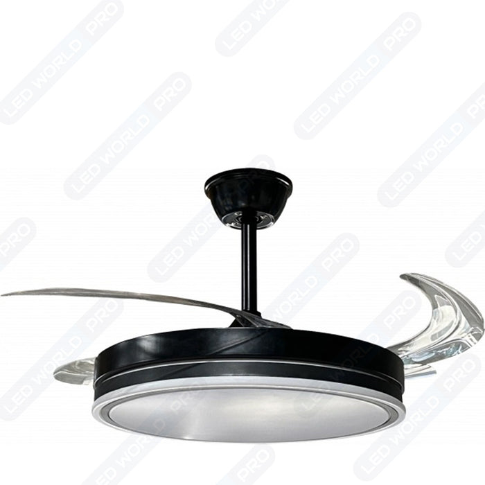 Pack de 2x Ventilateurs de plafond LED filaires - Série FRESH - 36 Watts - 2880 Lumens  - 80 Lumens/watt - CCT (Couleur Changeante en Température) 3000k/4000k/6000k - IP20 - Angle 120° -  1067mm de diamètre - Modèle Noir - Avec télécommande