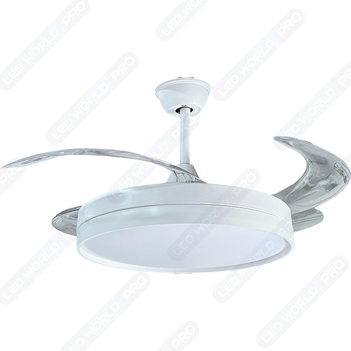 Pack de 2x Ventilateurs de plafond LED filaires - Série FRESH - 36 Watts - 2880 Lumens - 80 Lumens/watt - CCT (Couleur Changeante en Température) 3000k/4000k/6000k - IP20 - Angle 120° -  48 x 30 x 9 cm - Modèle Blanc - Avec télécommande