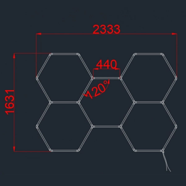Lampe Hexagonale LED Filaire - Série HEXAGONE - 192 Watts - 23 040 Lumens - 120 Lumens/Watt - Angle 120° - IP20 - 229 x 158 cm - 6000k - Avec accessoires