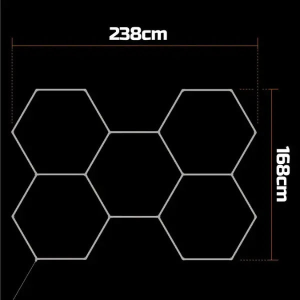 Lampe Hexagonale LED Filaire - Série HEXAGON - 192 Watts - 24 960 Lumens - 130 Lumens/Watt - Angle 150° - IP20 - 168 x 238 cm - 6500k - Avec accessoires