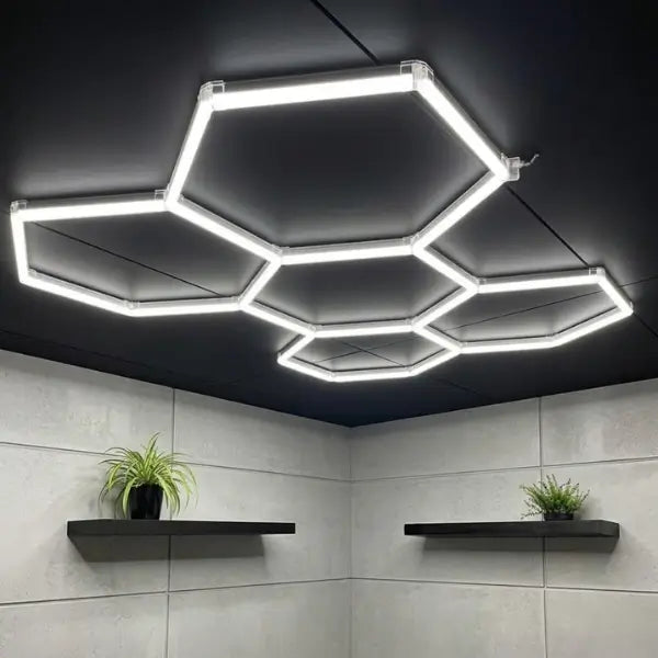 Lampe Hexagonale LED Filaire - Série HEXAGON - 192 Watts - 24 960 Lumens - 130 Lumens/Watt - Angle 150° - IP20 - 168 x 238 cm - 6500k - Avec accessoires