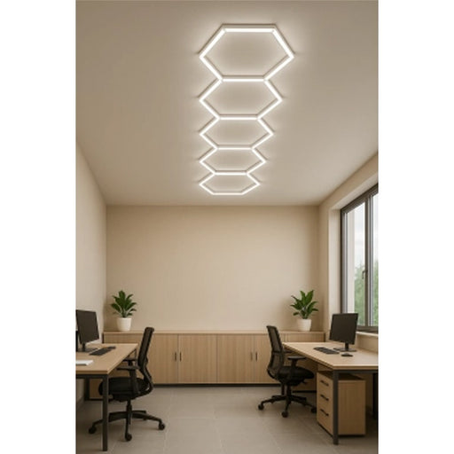 Lampe Hexagonale LED Filaire - Série HEXAGONE - 199 Watts - 23 880 Lumens - 120 Lumens/Watt - Angle 120° - IP20 - 229 x 158 cm - 6000k - Avec accessoires