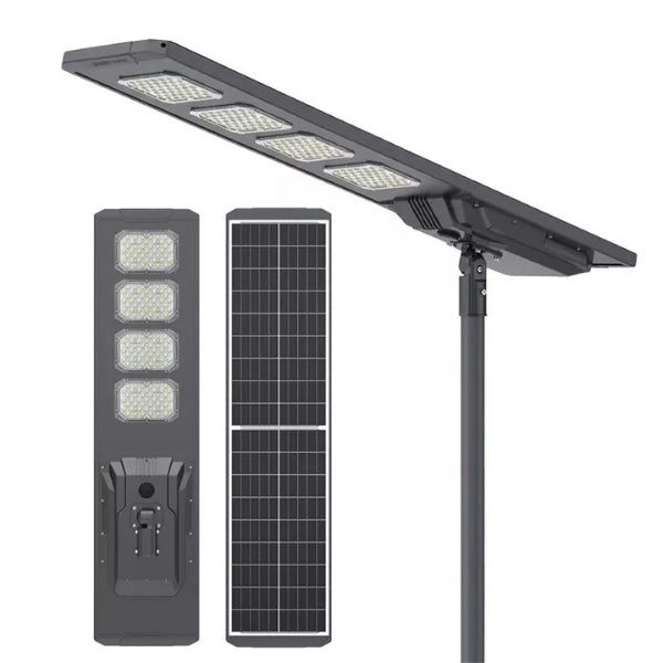 Lampe de rue solaire - Série STARSHIP ULTRA V2 - 16 000 Lumens - 100 Watts - Couleur 6500K - Angle 150x70° - IP65 - Structure Aluminium - 1645 x 400 x 102 mm - Tube d'insertion 76mm - Régulateur MPPT - Garantie 2 ans&nbsp;