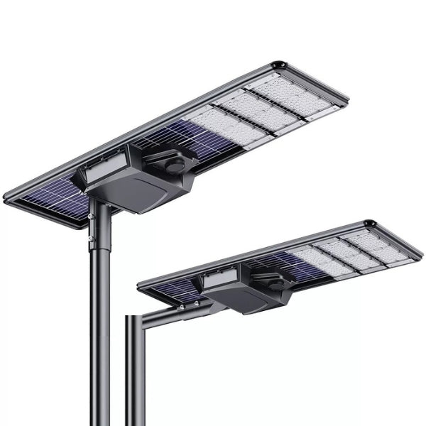 Lampe de rue solaire - Série STARSHIP ELITE - 19 200 Lumens - Angle 150x70° - IP65 - 168 x 45 x 9 cm - 3000k/4000k/6000k au choix - Structure ALUMINIUM - Tube d'insertion 76mm - Régulateur MPPT - Détecteur de mouvement - Télécommande - Garantie 3 ans