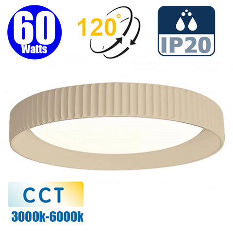 Plafonnier LED Filaire - CCT (Couleur Changeante en Température) - 60 Watts - 4500 Lumens – 75 Lumens/watt - Angle 120° - IP20 - 51 x 9 cm - Avec interrupteur DIP - Couleur BEIGE - 3000k / 6000k
