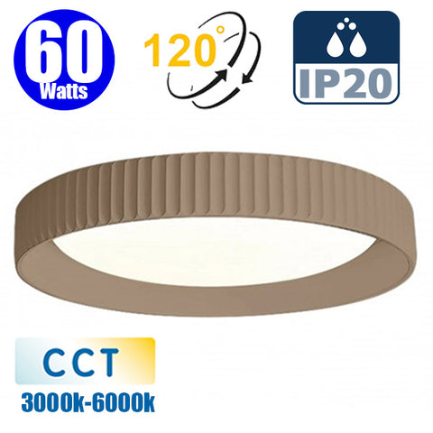 Plafonnier LED Filaire - CCT (Couleur Changeante en température) - 60 Watts - 4500 Lumens – 75 Lumens/watt - Angle 120° - IP20 - 51 x 9 cm - Avec interrupteur DIP - Couleur GRIS - BEIGE - 3000k / 6000k