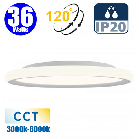 Plafonnier LED Filaire - CCT (Couleur Changeante en Température) - 36 Watts - 4320 Lumens – 120 Lumens/watt - Angle 120° - IP20 - 50 x 3 cm - Avec interrupteur DIP - Couleur BLANC