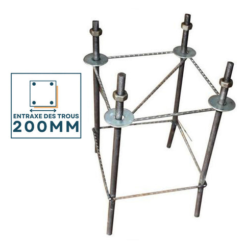 Base de fondation entraxe latéral 200MM pour mât (Mât STANDARD V1 EVO / V2 EVO / V3 EVO / V4 EVO)