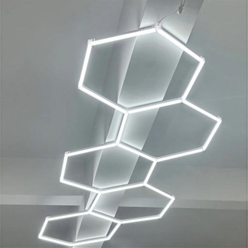 Lampe Hexagonale LED Filaire - Série HEXAGONE - 203 Watts - 24 360 Lumens - 120 Lumens/Watt - Angle 120° - IP20 - 374 x 123 cm - 6000k - Avec accessoires