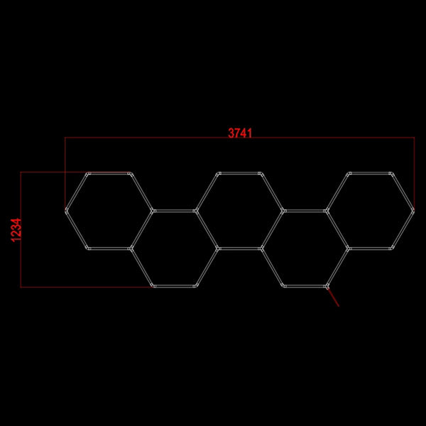 Lampe Hexagonale LED Filaire - Série HEXAGONE - 203 Watts - 24 360 Lumens - 120 Lumens/Watt - Angle 120° - IP20 - 374 x 123 cm - 6000k - Avec accessoires