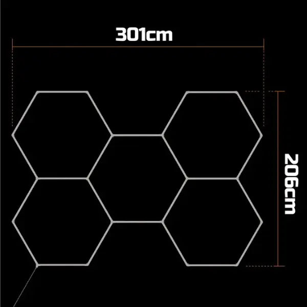 Lampe Hexagonale LED Filaire - Série HEXAGON - 240 Watts - 31 200 Lumens - 130 Lumens/Watt - Angle 150° - IP20 - 206 x 301 cm - 6500k - Avec accessoires