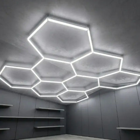Lampe Hexagonale LED Filaire - Série HEXAGON - 280 Watts - 36 400 Lumens - 130 Lumens/Watt - Angle 150° - IP20 - 252 x 238 cm - 6500k - Avec accessoires