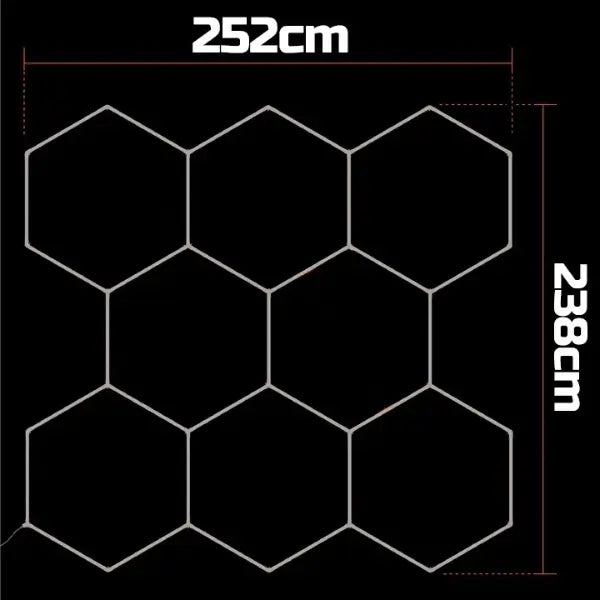 Lampe Hexagonale LED Filaire - Série HEXAGON - 280 Watts - 36 400 Lumens - 130 Lumens/Watt - Angle 150° - IP20 - 252 x 238 cm - 6500k - Avec accessoires