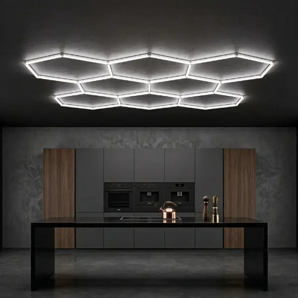Lampe Hexagonale LED Filaire - Série HEXAGON - 280 Watts - 36 400 Lumens - 130 Lumens/Watt - Angle 150° - IP20 - 252 x 238 cm - 6500k - Avec accessoires