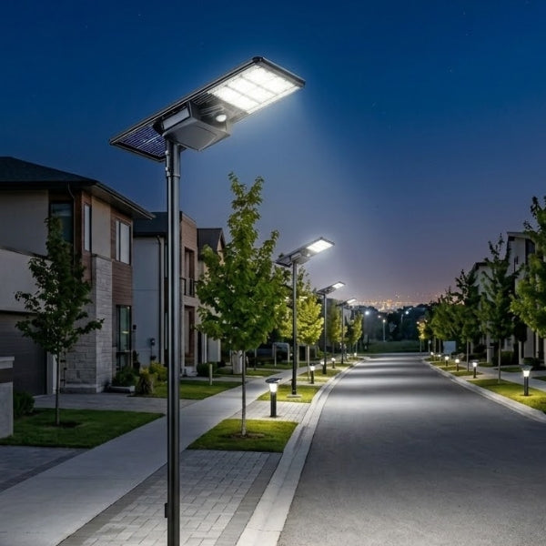 Lampe de rue solaire - Série STARSHIP ELITE - 19 200 Lumens - Angle 150x70° - IP65 - 168 x 45 x 9 cm - 3000k/4000k/6000k au choix - Structure ALUMINIUM - Tube d'insertion 76mm - Régulateur MPPT - Détecteur de mouvement - Télécommande - Garantie 3 ans
