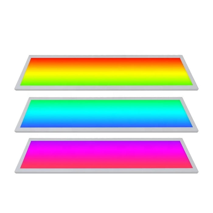 Pack de 4x Dalles LED - Ultra Fine - BACKLIT - 30 x 120 cm - Série MULTICOLORE – 48 Watts - 4300 Lumens - 90 Lumens/Watt - Angle 120° - IP40 - UGR<22 - RGB+3000k-6000k - Télécommande incluse - Garantie 5 ans