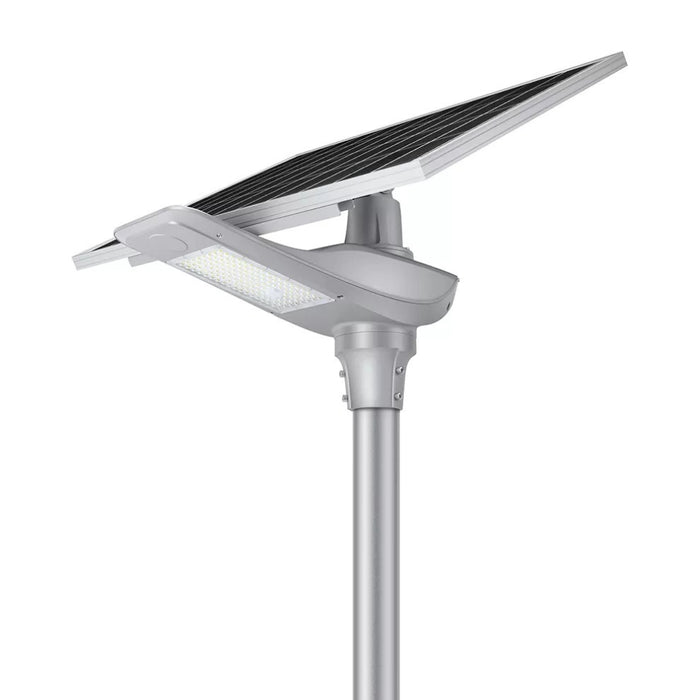 Lampe de rue solaire - Série OPIUM - 5 100 Lumens - 30 Watts - Couleur 6500K - Angle 150x70°- IP65 - Structure Aluminium - 720 x 310 x 320 mm - Tube d'insertion 76mm -Régulateur MPPT - Garantie 3 ans