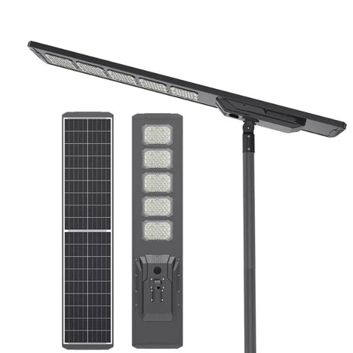 Lampe de rue solaire - Série STARSHIP ULTRA V2 - 19 200 Lumens - 120 Watts - Couleur 6500K - Angle 150x70° - IP65 - Structure Aluminium - 1830&nbsp;x 400 x 102 mm - Tube d'insertion 76mm - Régulateur MPPT - Garantie 2 ans