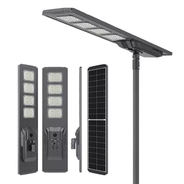Lampe de rue solaire - Série STARSHIP ULTRA V2 - 16 000 Lumens - 100 Watts - Couleur 6500K - Angle 150x70° - IP65 - Structure Aluminium - 1645 x 400 x 102 mm - Tube d'insertion 76mm - Régulateur MPPT - Garantie 2 ans&nbsp;