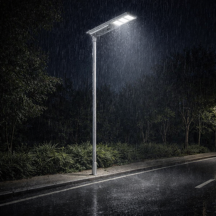 Lampe de rue solaire - Série STREET V3 -  8000 Lumens - 40 Watts - Structure Aluminium - Dimensions 933 x 408 x 150 mm - Panneau solaire 60W MONOCRISTALLIN - Autonomie 12 heures - Garantie 3 ans