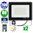 Pack de 2x Projecteurs LED filaires - Série PAD PIR - 200 Watts - 16 000 Lumens - 80 Lumens/Watt - Angle 120° - IP66 - 38 x 33 x 6 cm - 6000k - Avec détecteur de mouvement Infrarouge