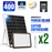Pack de 2x Projecteurs LED solaires - Série PERFORMANCE V2 - 400 Watts - 6000 Lumens - Angle 90° - IP65 - Lampe 30 x 23 x 4 cm - Avec télécommande - Capteur crépusculaire - 6000k