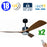 Pack de 2x Ventilateurs de plafond LED filaires - Série FRESH - Version BOIS - 18 Watts - 1440 Lumens - 80 Lumens/watt - CCT (Couleur Changeante en Température) 3000k/4000k/6000k - IP20 - Angle 120° -  122 x 4 cm - Modèle Noir - Avec télécommande