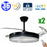 Pack de 2x Ventilateurs de plafond LED filaires - Série FRESH - 36 Watts - 2880 Lumens  - 80 Lumens/watt - CCT (Couleur Changeante en Température) 3000k/4000k/6000k - IP20 - Angle 120° -  1067mm de diamètre - Modèle Noir - Avec télécommande