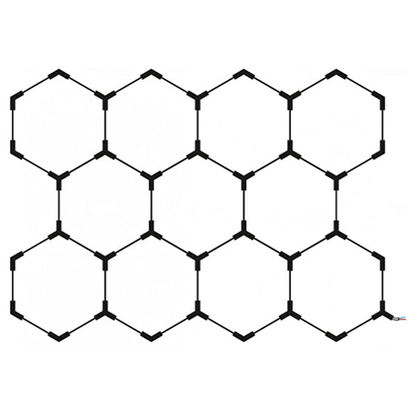 Lampe Hexagonale LED Filaire - Série HEXAGONE - 385 Watts - 46 200 Lumens - 120 Lumens/Watt - Angle 120° - IP20 - 315 x 229 cm - 6000k - Avec accessoires