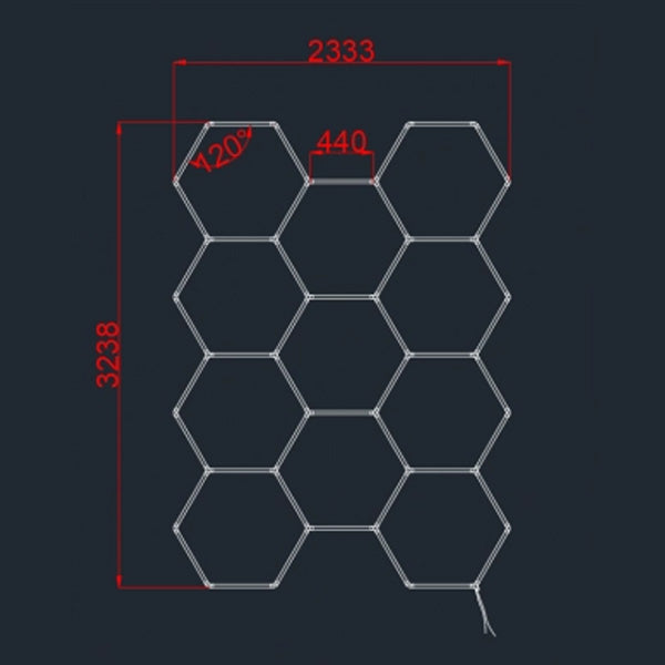 Lampe Hexagonale LED Filaire - Série HEXAGONE - 385 Watts - 46 200 Lumens - 120 Lumens/Watt - Angle 120° - IP20 - 315 x 229 cm - 6000k - Avec accessoires