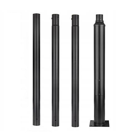 Mât / Poteau pour lampe de rue - Série STANDARD V1 ULTRA - 4 mètres - Avec trappe - Entraxe latéral des trous 160mm - Couleur Noir - Base de fondation