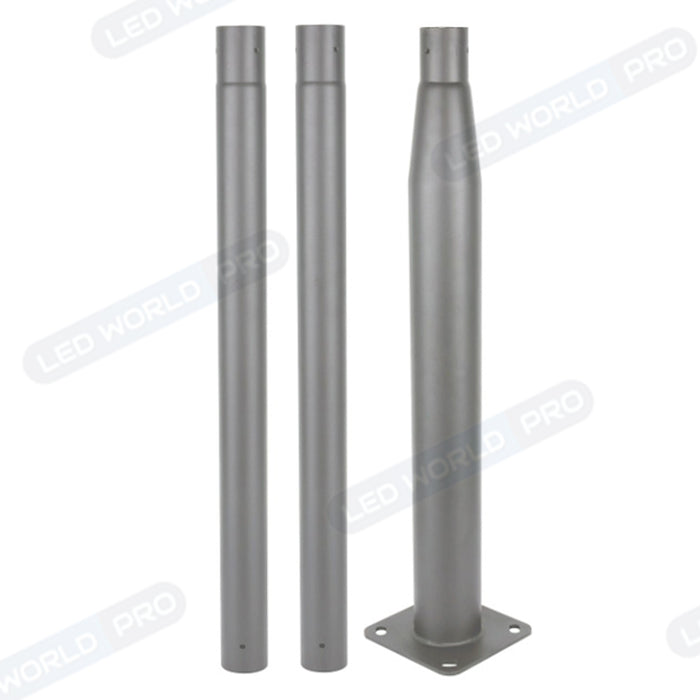 Pack lampadaire complet 3 mètres : Lampe solaire Série OVNI FUTUR 800 Watts 3000k / 6000k / RGB + Mât STANDARD V3 - 3 mètres - Couleur Gris