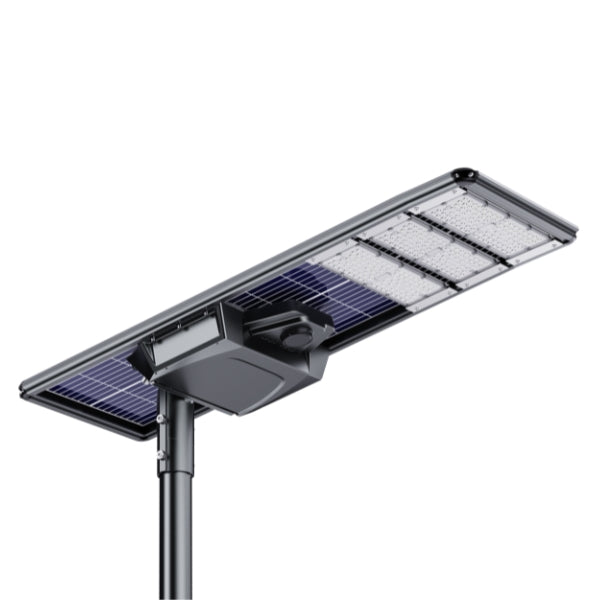 Lampe de rue solaire - Série STARSHIP ELITE - 16 000 Lumens - Angle 150x70° - IP65 - 157 x 45 x 9 cm - 3000k/4000k/6000k au choix - Structure ALUMINIUM - Tube d'insertion 76mm - Régulateur MPPT - Détecteur de mouvement - Télécommande - Garantie 3 ans