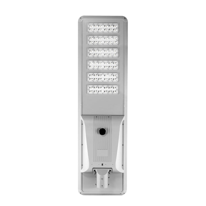 Lampe de rue solaire - Série STREET V3 - 20 000 Lumens - 100 Watts - Structure Aluminium - Dimensions 1603 x 408 x 150 mm - Panneau solaire 130W MONOCRISTALLIN - Autonomie 12 heures - Garantie 3 ans